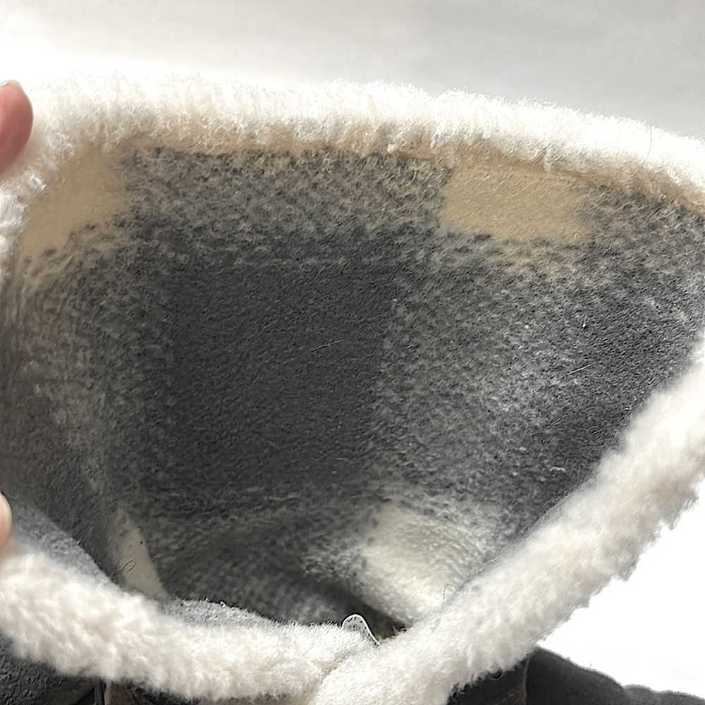 Koolaburra by UGG Tall Gray Suede Shearling Plaid fleece Lining Boots Women 7 - Picture 10 of 12
